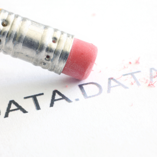 Symbolic illustration of erasing or removing data from storage media.